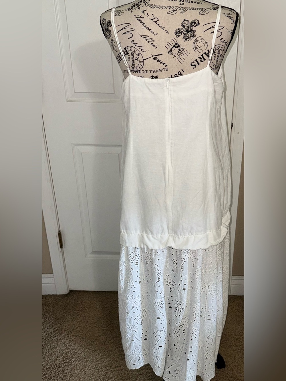 Agua Anglaise White Eyelet Lace Maxi Dress Women’s Size Large Boho Cottagecore - Picture 5 of 11